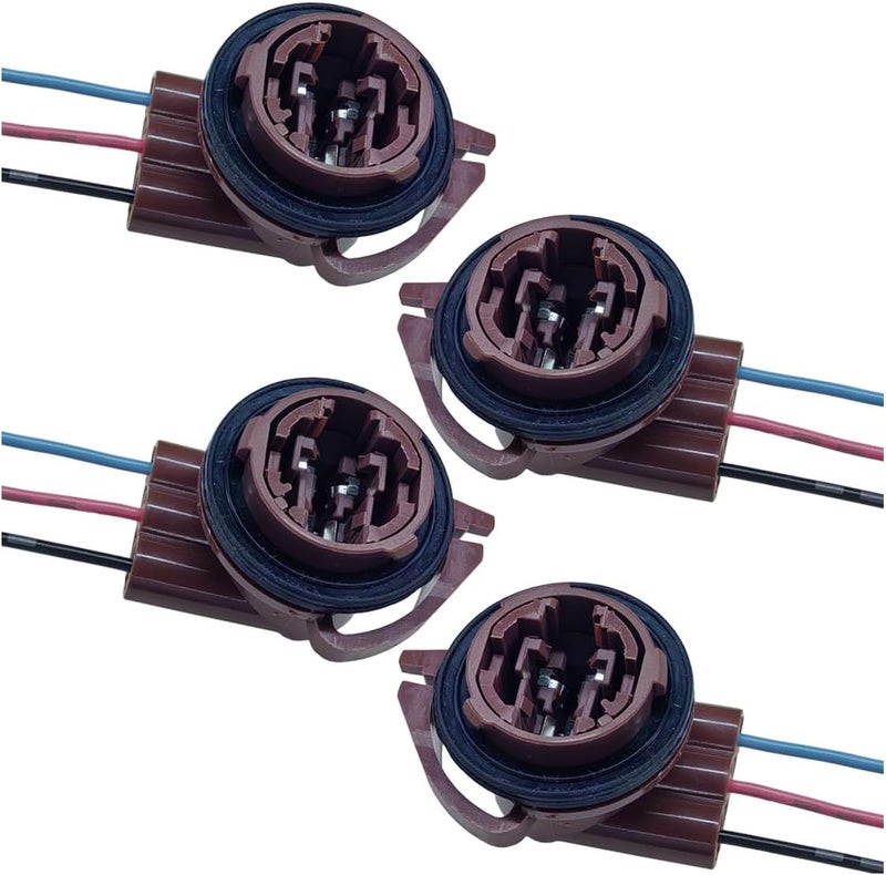 BDZMC 4PCS 3156 3157 Pre-Wired Harness Sockets, LED Bulbs Socket Adapter Pigtail Connector, Socket Connector Harness, Fits for Turn Signal Bulb Brake/Tail Light/DRL Lamp (4Pack) - Image 1